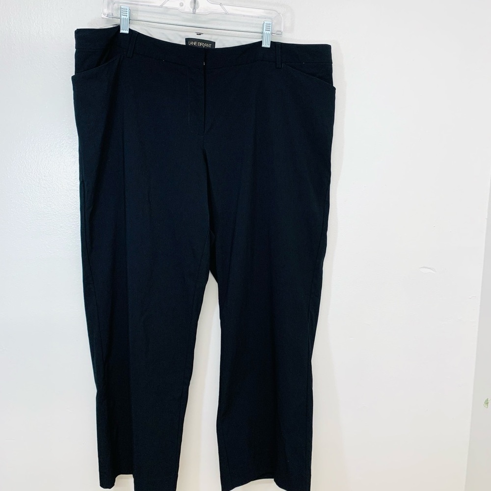 Lane Bryant Pants Woman Size 20 Black Trouser Straight Wide Pockets Stretch